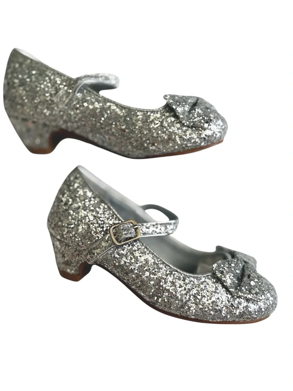 Toddler Girls Mary Jane Silver Glitter Dress Shoes NWT